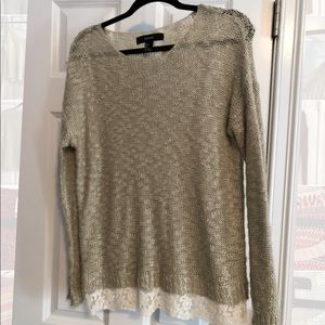 Forever 21 Tan Sweater Lace Bottom